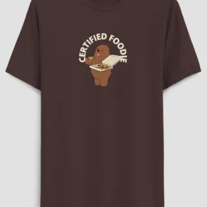Brown Foodie Printed Half Sleeve T-Shirt