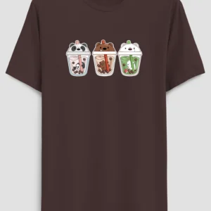 We Bare Bears Brown Casual Half Sleeve T-Shirt